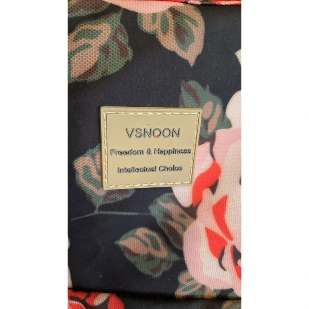 Black Floral Diaper Bag Backpack USB Opening RFID Travel Laptop Organizer Bag